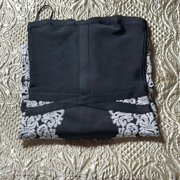 Bebe Black and White Strapless Bodycon Dress - Picture 5 of 9